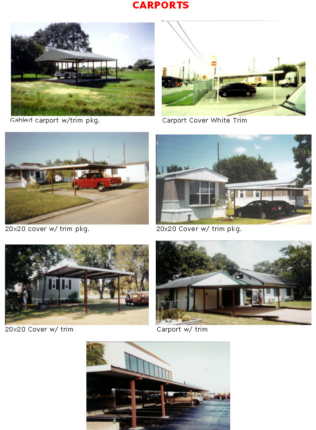 Carports - If you need metal building construction for your home, contact us in Floresville, Texas, for patios, gazebos, garages, and sheds.